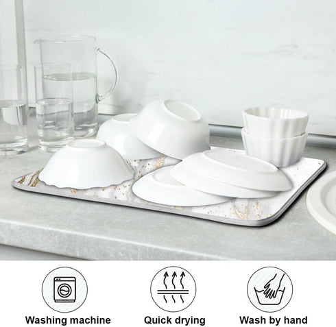 Marble Dish Drying Mat for Kitchen Counter White Golden Marble Gary Grey Drying Mats Super Absorbent Reversible Microfiber Kitchen Countertop Prot...