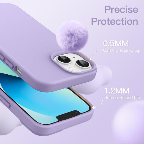 JETech Silicone Case for iPhone 13 6.1-Inch, Silky-Soft Touch Full-Body Protective Phone Case, Shockproof Cover with Microfiber Lining (Light Purp...