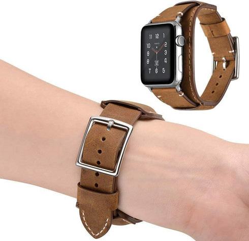 Compatible with Apple Watch Band 49mm 46mm 45mm 44mm 42mm(Series 3 2 1),Genuine Leather Bracelet Wrist Strap Compatible Apple Watch Ultra1/2 Serie...