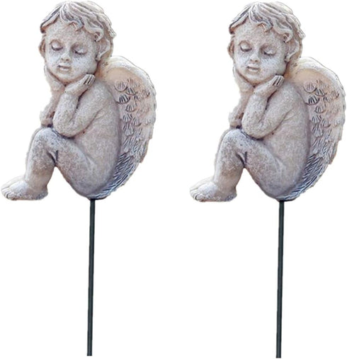 Decorative Angel Garden Stakes 2 Pack Miniature Angel Fairy Garden Angel Ornaments Small Angel Memorial Statue Fairy Garden Accessories...