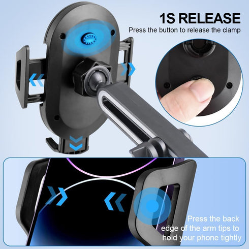Car Phone Holder Dashboard & Windshield Cell Phone Mount for Smartphones and GPS Devices Secure Adjustable Universal Cell Phone Holder...
