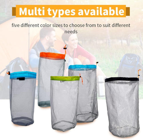 Camping Mesh Storage Bag, Ultralight Nylon Drawstring Mesh Sack Stuff Storage Bag Mesh Equipment Bag for Outdoor Travel Hiking (M-Orange )...