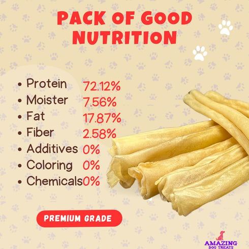 Amazing Dog Treats - Large Collagen Stick - (12 Inch - 4 Count) - Collagen Beef Cheek Rolls for Dogs - 100% Pure Collagen Sticks for Dogs - No Hid...