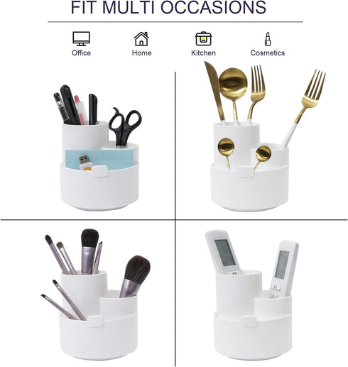 Desk Pencil Pen Holder, 3 Slots 360-Degree Spinning Organizers, Desktop Storage Organizers Stationery Supplies, Cup, Cute Cup Pot for School, Offi...