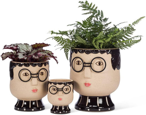 Abbott Collection Home Small Face with Glasses Planter...