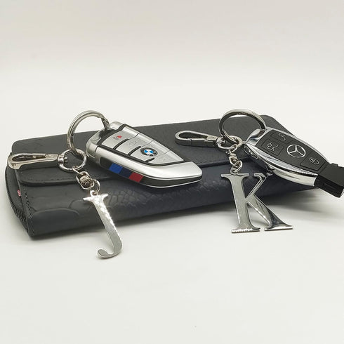 Initial Letter Key chain Silver for Men Women Bright 304 Stainless Steel Gold Alphabet Keychain Ring for Girls Boys...