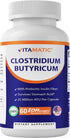 Vitamatic Clostridium butyricum 25 Million - Gut Health - 60 DR Capsules (Delayed Released) - Made with Prebiotic Inulin Fiber...