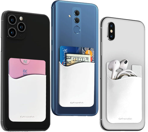 USA Merchant Redesigned Card Holder - Silicone Stick on Cell Phone Wallet with Pocket for Credit Card ID Business Card - iPhone Android & Smartpho...