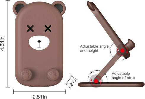 Cute Cell Phone Stand Foldable Adjustable Animal Phone Holder for Desk Silicone Protection Compatible with iPhone 16 15 14 13 12 Pro Max iPad Tabl...