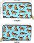 WIRESTER PU Leather Clutch Purse Card Holder Wallet, Zip Around Long Wallet for Women - German Shepherd Funny Playful Postures Light Blue...