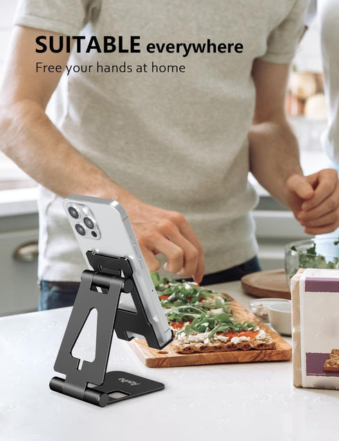 Cell Phone Stand for Desk, Adjustable Desktop Phone Holder Stand, Foldable Moblie Phone Dock for iPhone 15 14 13 12 11 Pro Xs Max Xr X 8 7 6 5 5s ...