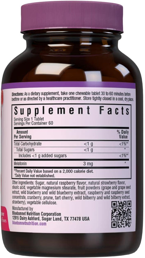 Bluebonnet Nutrition EarthSweet Melatonin 3 mg Fast-Acting Quick Dissolve Nighttime Relaxation & Restful Sleep Support - Sleep Aid - Gluten-Free, ...
