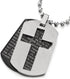 COOLSTEELANDBEYOND Two-Pieces Mens Bible Verse Cross Dog Tag Pendant Necklace, Steel Silver Black with 23.6 inch Chain...
