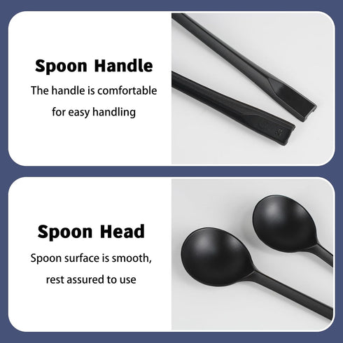 200Pcs Black Plastic Serving Spoons, LIOUCBD Disposable Soup Spoon, Heavy Weight Plastic Utensils Cutlery Set for Weddings Catering Buffets Partie...