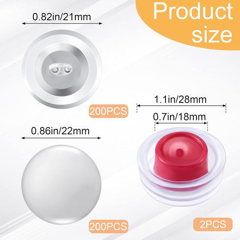 ANCIRS 200 Sets Sewing Buttons Cover Kit for Art Crafts Sewing Notion Supplies, Including 200pcs 7/8" Button Covers & 200pcs Button Backs & 2 Butt...