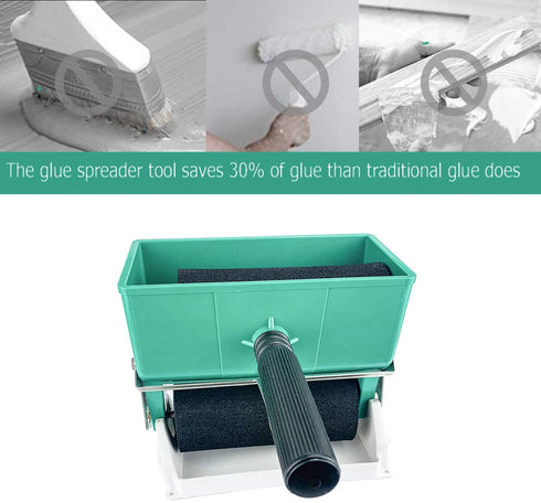 6 Inch Portable Glue Applicator Roller with Paint Bucket Handheld Manual Adhesive Glue Spreader with 2 Foam Wheels for Carpenter Woodworking, 10.5...