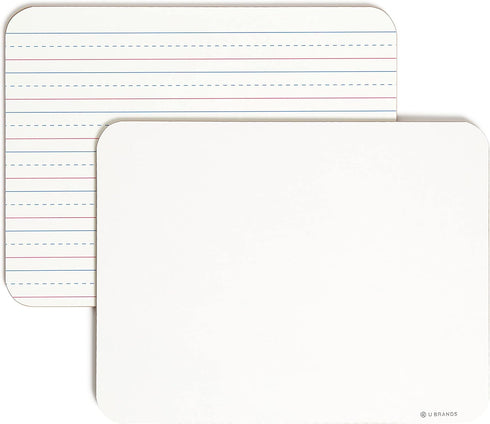 U Brands Dry Erase Lap Board, Double Sided, Ruled and Plain, 9 x 12 Inches, Dry Erase Marker Included (484U06-24)...