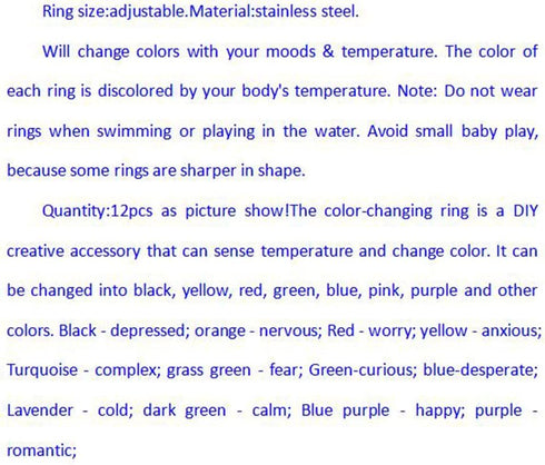 12pcsChristmas present Mixed Mood rings classic temperature change color mood ring lovers (Adjustable Size)...