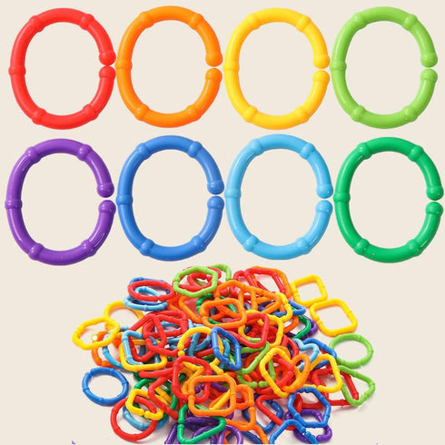 50PCS Baby Rings Toy Links Plastic Babies Teething Ring Attach Baby Toys to Strollers or Carrier Seat or Baby Bouncers for Infants...