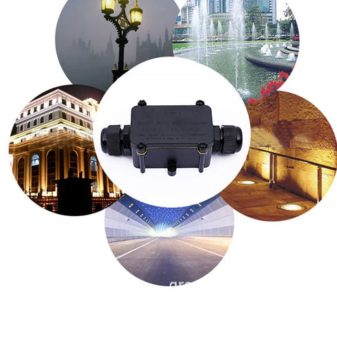 2pcs Waterproof Outdoor External 2 Way lP68 Electrical Junction Box Underground Cable Line Wires Power Cord Connector Protection...
