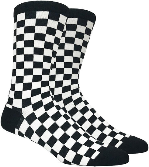 Men's Black and White Checkered Socks, Shoe Size 6-12...
