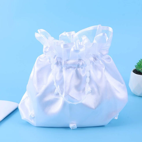 Satin Money Bag Bridal Wedding Dolly Bag Party Handbag (White), 1...
