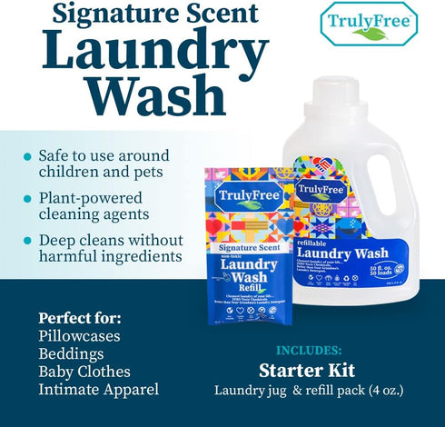 Laundry Detergent for Sensitive Skin | Gentle & Safe for Baby Clothes | Plant-Based | Easy to Dissolve to Create a Liquid| Include 1 Refillable Bo...