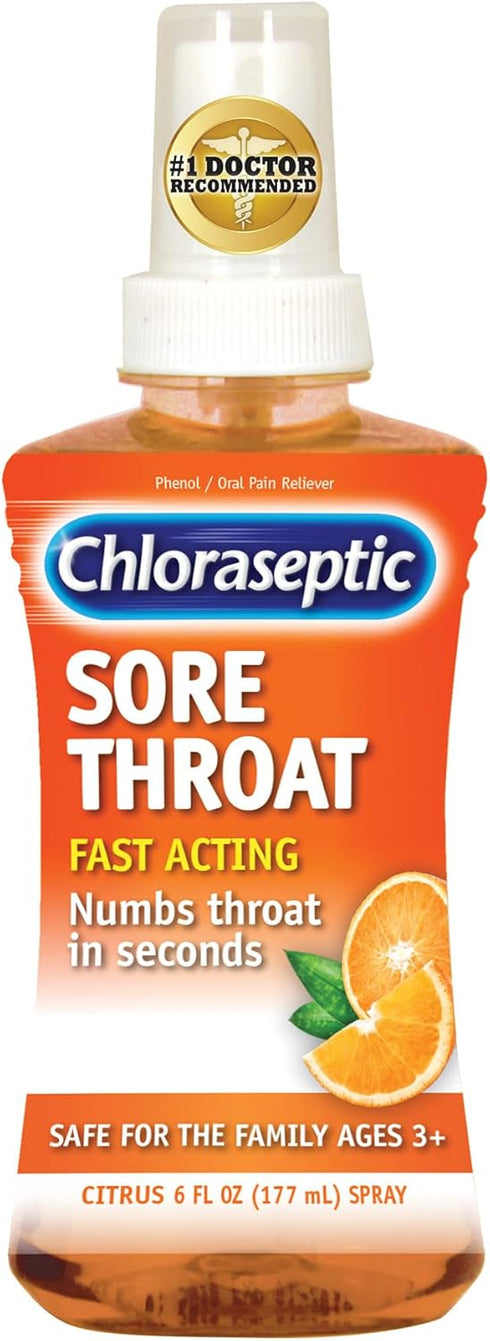 Chloraseptic Sore Throat Spray, Citrus, 6 fl oz, 1 Bottle...