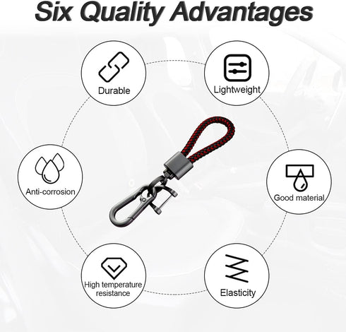 Car Key Acorn Weave Paracode Key Chain Ring, Thick Leather Braid Rope Car Keychain Ring for Men and Women, Suit for All Cars (Black/Red)...