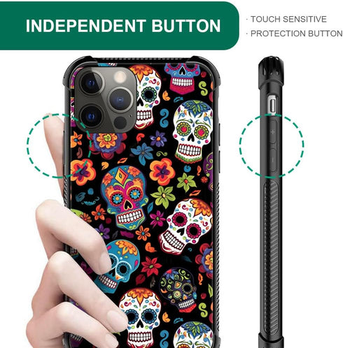 TnXee Case Compatible with iPhone 12/12 Pro Case?Sugar Skull Pattern Design Casae for iPhone 12/12 Pro Cases for Men Women, Shockproof Anti-Scratc...