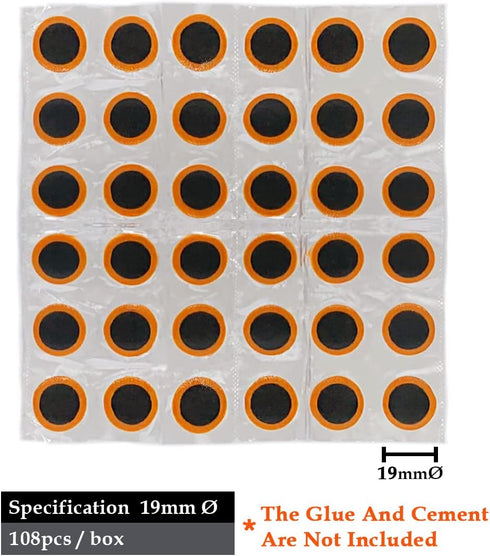 PAX 108 Pcs 19mmØ Round Bike Inner Tire Tube Patches, Flat Puncture Tire Repair Patch for Bicycle, Motorcycle, Scooter, BMX, ATVs, River Floating,...