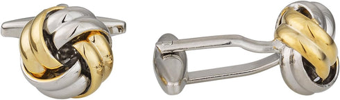 2 Tone Gold Silver Men's Knot Classic Cufflinks with Presentation Gift Box...