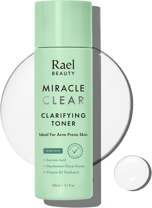 Rael Toner, Miracle Clear Clarifying Toner - Facial Toner for Face, Oily and Acne Prone Skin, Korean Skincare, with Succinic Acid, Hydrating Vitam...