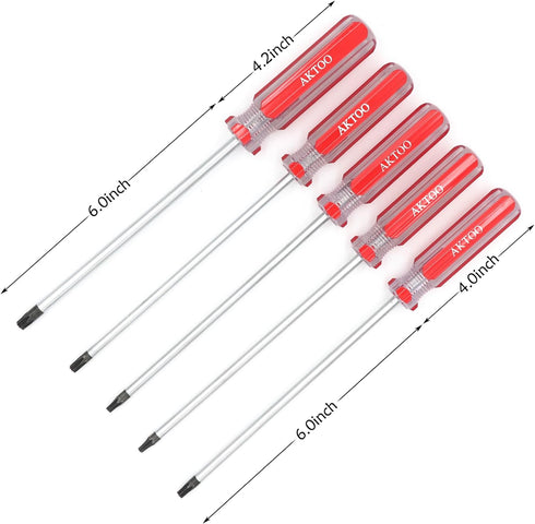 T15 T20 T25 T27 T30 Torx Screwdriver Set, 6inch Magnetic Torx Driver Star Bit Screwdrivers for Computer Repairing, Automobile Tools and Home Appli...
