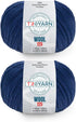 Wool 125 (2- Skeins Pack) 100% Superwash Merino Fine Wool Light Worsted Weight #3 Soft Knitting and Crochet Yarn for Crocheting and Knitting (2 x ...