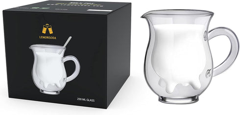 LEMONSODA Insulated Double Wall Milk Pitcher - Creamer, Tea, Milk, Coffee Pitcher - Cute Cow Design - Hand Protection - (Creamer (250 mL))...