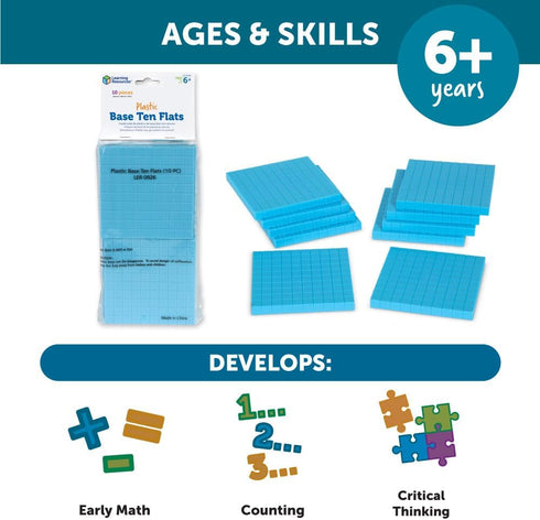 Learning Resources Plastic Base Ten Flats, 10 Piece...