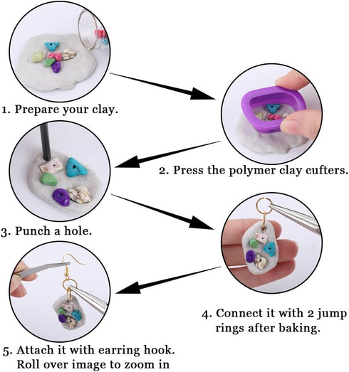 GORGECRAFT 18 Shapes Blue Violet Polymer Clay Cutters Earrings Cutter DIY Earring Making Finding Kit Polymer Clay Tool Stainless Steel Clay Cutter...