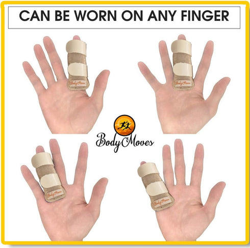 BodyMoves 2 Double Sided Solid Support Finger Splints Plus 2 Sleeves 2020 Edition(Desert Sand)...