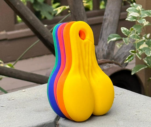 Wine Nutz - 6pcs Silicone Wine Glass Charms/Markers for Champagne Flutes Cocktails Martinis & More Rainbow Funny Gift Bachelorette Pride Party Bal...