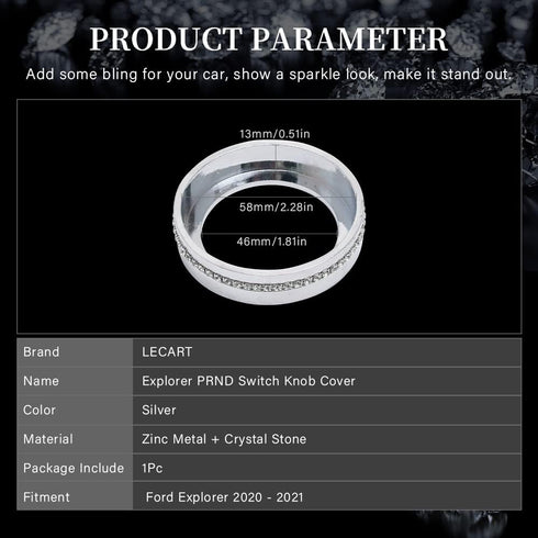 LECART for Ford Explorer Accessories Bling 2020 2021 2022 Crystal PRND Gear Shift Switch Knob Cover Auto Interior Decoration Trim Glitter Sticker ...