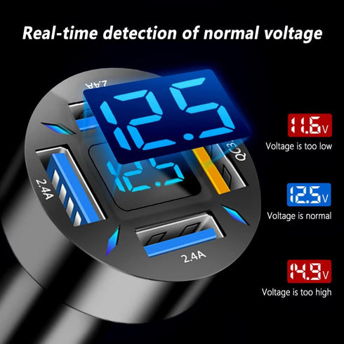 4-Port USB Car Fast Charger,QC3.0 Car USB Charger with LED Lights,Cigarette Lighter USB Charger Compatible for iPhone Galaxy iPad Pro& More Mobil ...