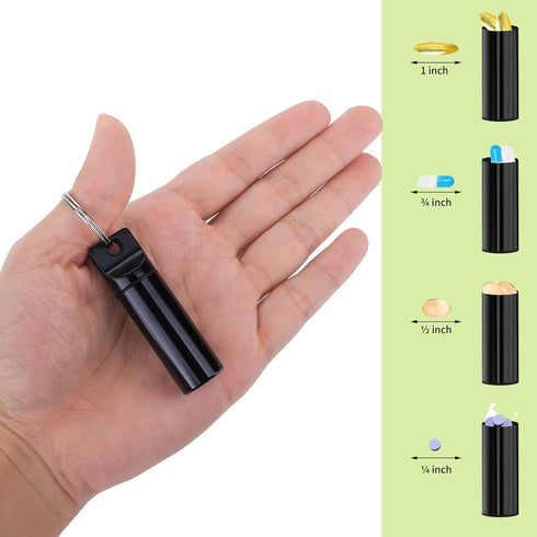 3Pcs Portable Keychain Pill Holder,Waterproof Pill Organizer,Aluminium Mini Pill Box Travel,Small Pill Holder with Keychain for Emergency & Nitrog...