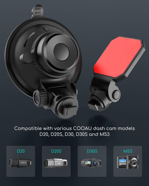 COOAU Car Dash Cam Mounting Bracket, Adjustable Windshield Mount for Dash Camera, Suction Cup Mount for Dashboard Camera, Suitable for D20, D20S,D...