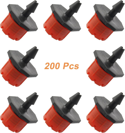 100PCS 1/4" Adjustable Irrigation Drippers Sprinklers for Micro Drip Irrigation System Anti-Clogging Emitter Dripper, Red...