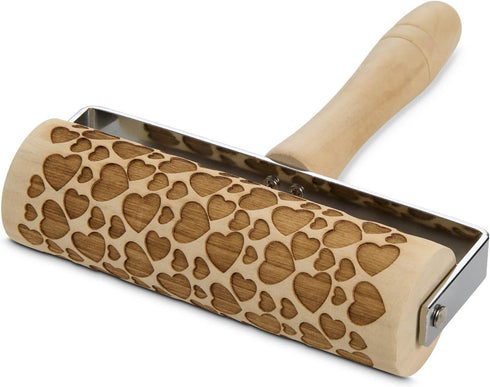 Mrs. Anderson’s Baking Mini Embossing Rolling Pin, Hearts Design, Poplar Wood and Chrome-Plated Iron...