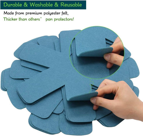 Pan Pot Protectors, Larger & Thicker Pan Protector Pads, 3 Different Sizes, 12 Pcs Pot Seperator Pads for Protecting and Stacking Your Cookware(Cy...