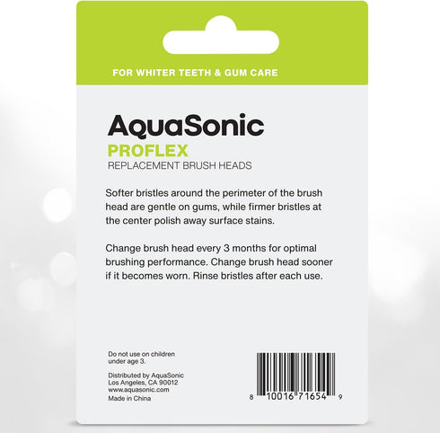 AquaSonic Proflex Replacement Brush Heads | for Whiter Teeth & Gum Care | Compatible with Many AquaSonic Toothbrush Handles (3 Pack White)...