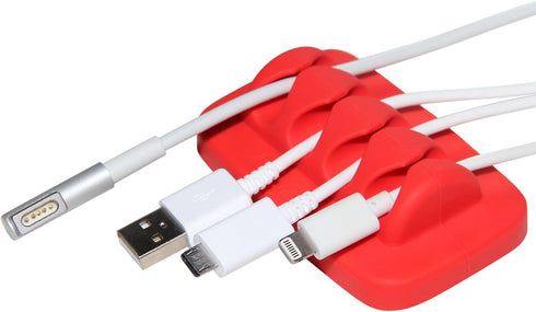 ENVISIONED Desktop Cable Organizer, Weighted, Eco-Friendly Silicone, No Bad Smell, Bundled with 4 Reusable Cable Ties (Red)...