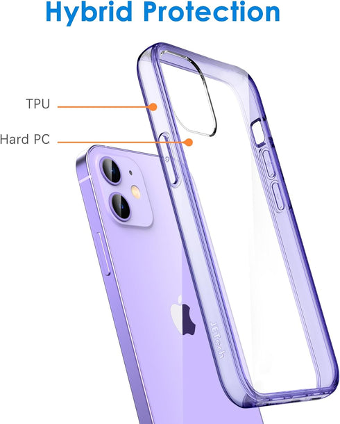 JETech Case for iPhone 12 Mini 5.4-Inch, Non-Yellowing Shockproof Phone Bumper Cover, Anti-Scratch Clear Back (Deep Purple)...